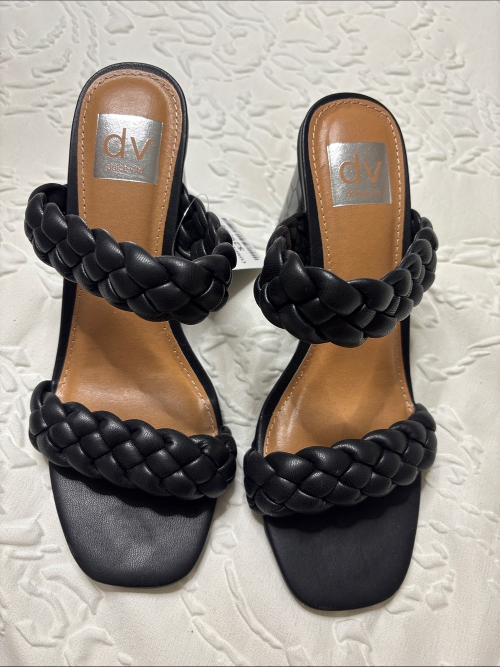 DV by Dolce Vita Black Braided Double-Strap Slide Sandals